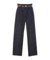 MIU MIU PANAMA COTTON PANTS WITH BELT