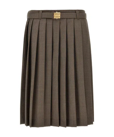 Miu Miu Belt-loop Skirt In Multicolor
