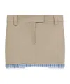 Miu Miu Skirt With Back Slit Pockets And Plaid Trim In Nude