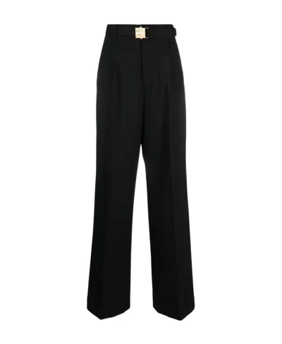 Miu Miu Belt-loop Wool Trousers In Black