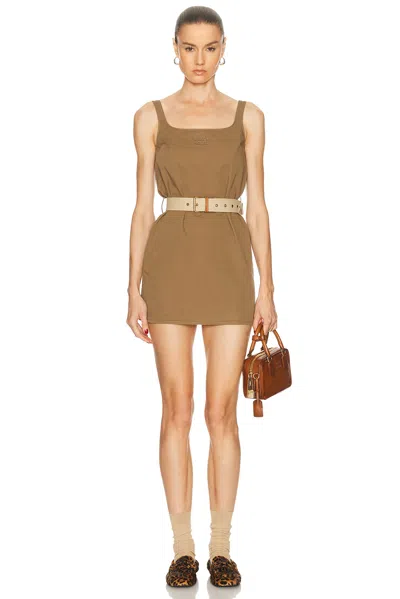 Miu Miu Belted Mini Dress In Brown