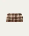 Miu Miu Check Skirt In Cacao