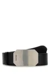Miu Miu Leather Belt Adjustable Rectangular Buckle In Black