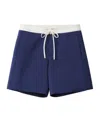 Miu Miu Colorblock Drawstring Low Rise Shorts In Blue