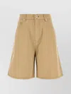 Miu Miu Bermuda Shorts With Back Pockets And Belt Loops In Brown