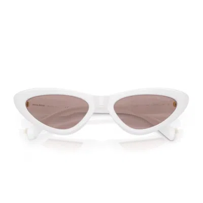 Miu Miu Bianco Vertical Logo Sunglasses In White