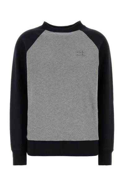 Miu Miu Bicolor Crewneck Sweatshirt In Black