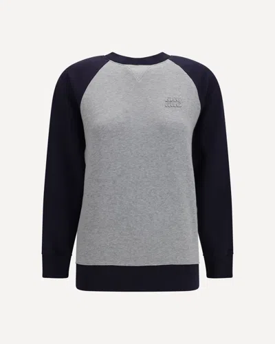 Miu Miu Bicolor Crewneck Sweatshirt In Multicolour