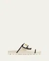 Miu Miu Bicolor Crochet Grip Slide Sandals In Multi