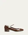 Miu Miu Bicolor Patent Leather Block-heel Mary Jane Pumps In Multi