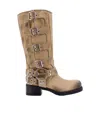 Miu Miu Suede Boots With Laterali Straps In Brown