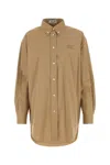 Miu Miu Biscuit Poplin Oversize Shirt In Kaki