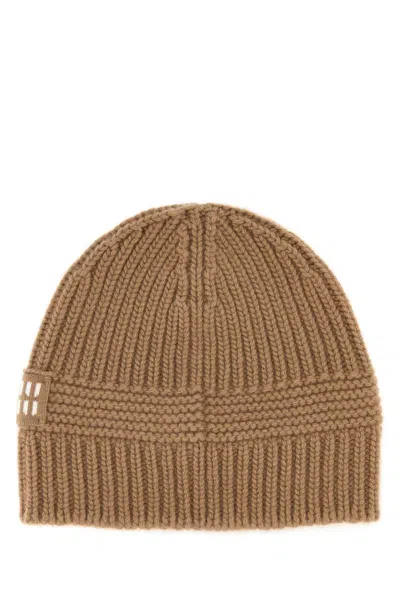 Miu Miu Biscuit Stretch Wool Beanie Hat In Brown