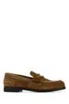 Miu Miu Coin-plaque Suede Loafers In Cannella
