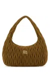 Miu Miu Biscuit Suede Shoulder Bag In Green