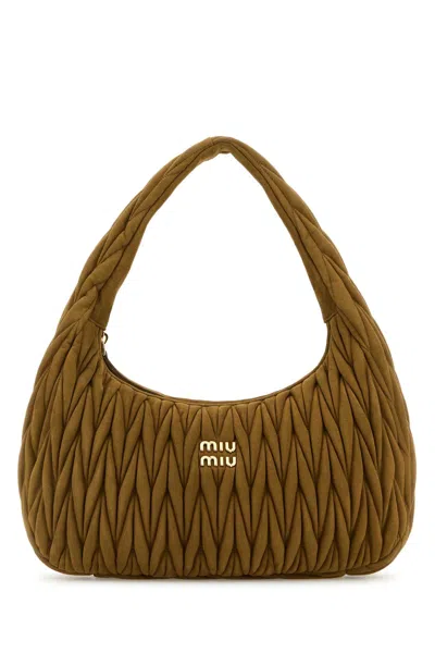 Miu Miu Biscuit Suede Shoulder Bag In Green