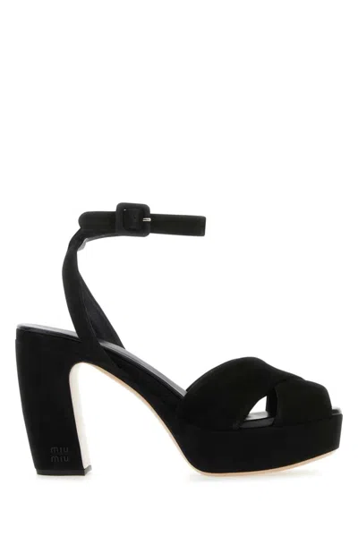 MIU MIU BLACK ANKLE STRAP HEELS