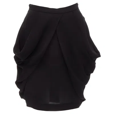 Pre-owned Miu Miu Black Asymmetric Draped High Waisted Mini Tulip Skirt It38 Xs
