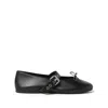 Miu Miu Buckled Leather Ballerina Shoes In Black