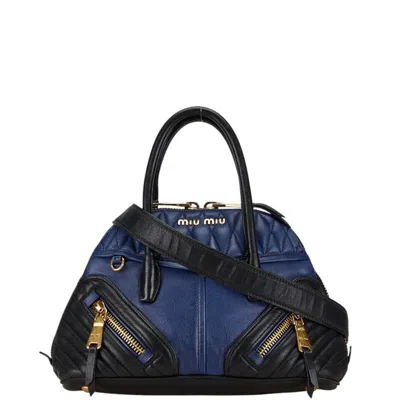 Pre-owned Miu Miu Black Blue Leather Handbag Shoulder Bag ()