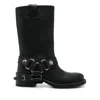 Miu Miu Leather Biker Boots In Black