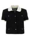 Miu Miu Bouclé Cardigan With Button Detailing And Contrast Collar In Nero