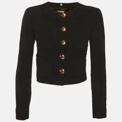 Pre-owned Miu Miu Black Boucle Cropped Jacket S
