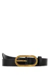 Miu Miu Adjustable Leather Belt Gold-tone Buckle In Black