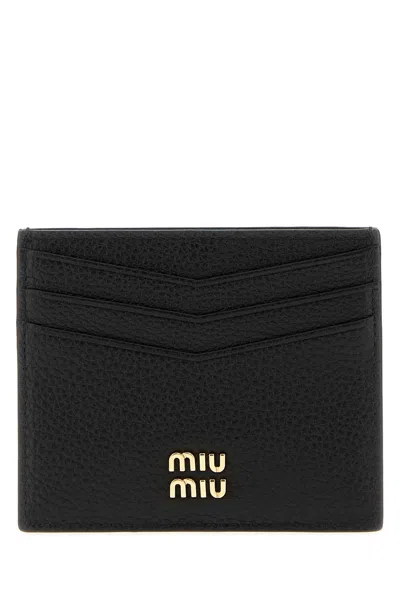 Miu Miu Leather Card Holder Card Case In Black