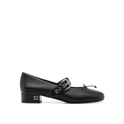 Miu Miu 30mm Buckle-strap Pumps In Black