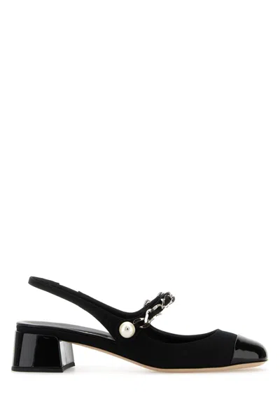 Miu Miu Black Canvas And Leather Pumps