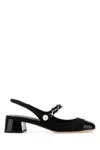 Miu Miu Black Canvas And Leather Pumps