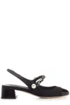 Miu Miu Black Canvas And Leather Pumps