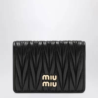 Miu Miu Black Card Holder In Matelassé Nappa