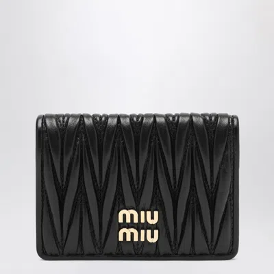 Miu Miu Black Card Holder In Matelassé Nappa Women