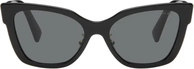 Miu Miu Black Cat Eye Acetate Sunglasses In 1ab5s0 Black