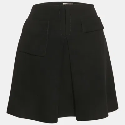 Pre-owned Miu Miu Black Chiffon Pleated Mini Skirt M