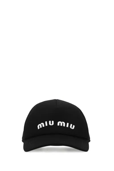 Miu Miu Embroidered-logo Velvet Baseball Cap In F0967