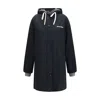 Miu Miu Single-breasted Hooded Parka Coat In Black