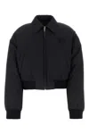 Miu Miu Technical Fabric Down Jacket In Nero