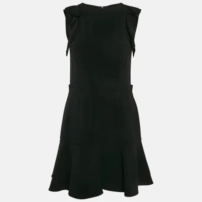 Pre-owned Miu Miu Black Crepe Ruffled Mini Dress M