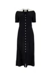 Miu Miu Crystal-embellished Crepe Flared Dress In Black