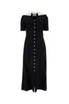 Miu Miu Crystal-embellished Crepe Flared Dress In Nero