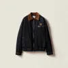 Miu Miu Logo-patch Zipped Denim Padded Jacket In Blue
