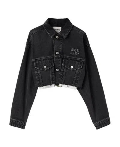 Miu Miu Black Denim Blouson Jacket