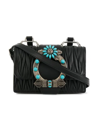 Miu Miu Black Diamond Quilted Shoulder Bag