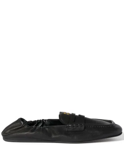 MIU MIU MIU MIU BLACK ELASTIC HEEL LOAFER