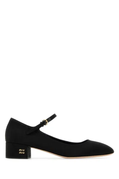 Miu Miu Canvas Leather-lined Mary Jane Pumps In Black