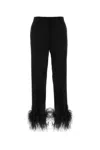 Miu Miu Feathered Grain De Poudre Trousers In Black