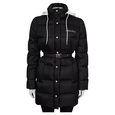 Pre-owned Miu Miu Black Gabardine Oversized Puffer Jacket It 40/s